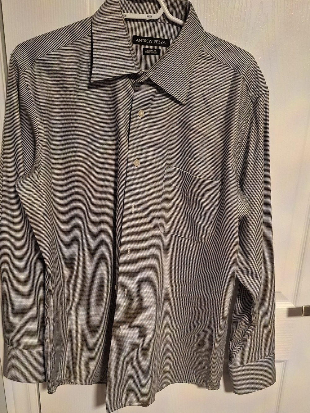 Andrew Fezza Men's Black and White Micro-Stripe Dress Shirt